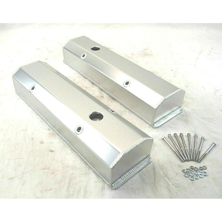 Bous Performance Tall Fabricated Aluminum Valve Covers for SBC 283-400, Clear Anodized E41301CA